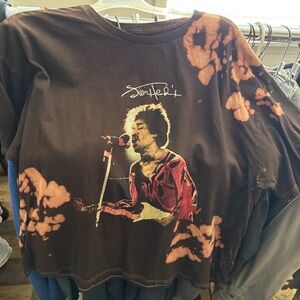 Brown Graphic T-Shirt with Musician Print